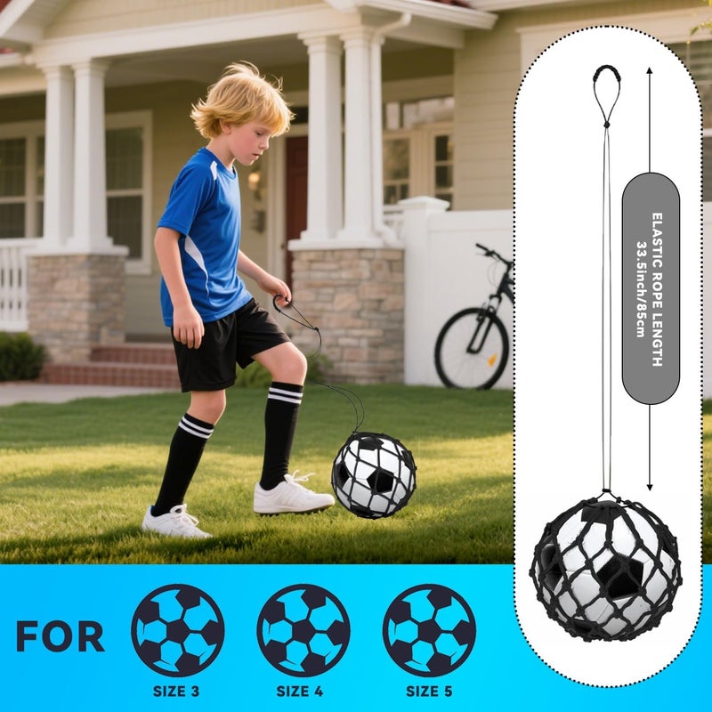 BWEALT Soccer Kick Trainer 3PCS(not Include Ball), Adjustable Return Net Football Training Aid for Throw Solo Juggling Practice, Fits Size 3, 4, 5 Balls, Great Gift for Boys, Girls and Soccer Enthusiasts - Image 2